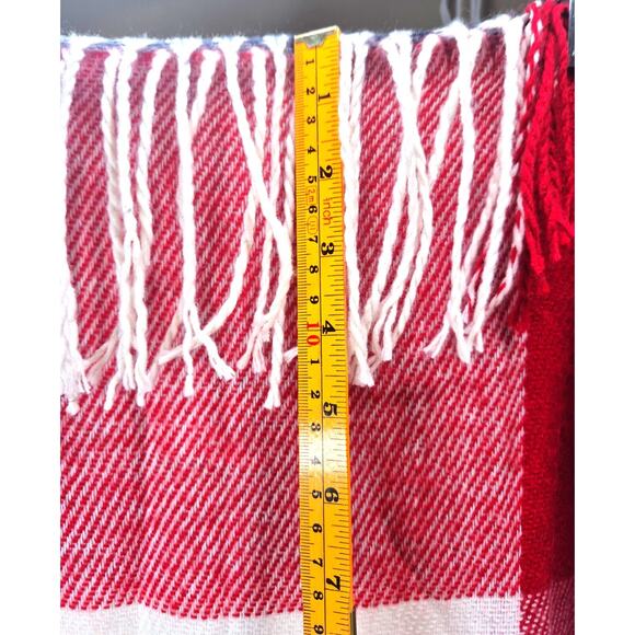 Red White Blue Blanket Scarf Acrylic Oversized Plaid – Pre-Owned VGC - Picture 7 of 7